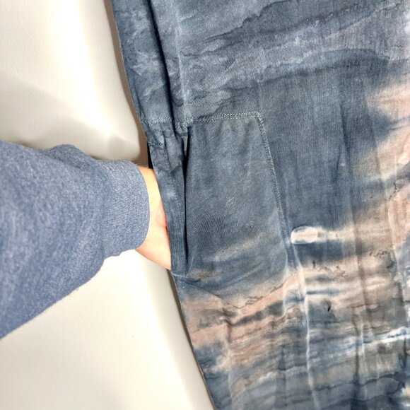 Raquel Allegra Caftan Midnight Tie Dye Lagenlook Shift Dress Sz Large Bohemian - Picture 5 of 7